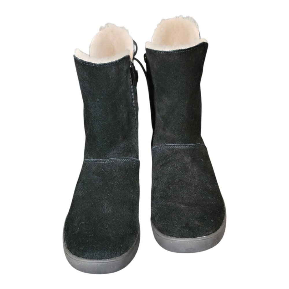 UGG Koolaburra Shazi Short Women's Winter Boots Black Faux Fur Suede‎ Zip Lace